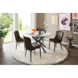 MCA Furniture Esstisch »UBATE Vierfußtisch«, (1 St.), Keramik, Metall, weiß marmoriert, dining table, 4-6 Personen weiß