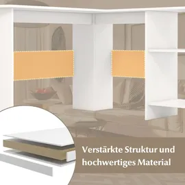 Costway Schreibtisch L-Form, Eckschreibtisch mit 2 Kabellöchern & Ablagefächern, Ecktisch, Computertisch, Bürotisch für Zuhause oder Büro, 130 x 130 x 74 cm