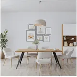 Rellgo Esstisch Kati, widerstandsfäiger Küchentisch, eleganter Wohnzimmertisch, handgefertigter Eichenholztisch 200 x 100 cm beige|braun