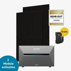 Max 1000 bifazial Pro mit Anker SOLIX Solarbank 3 E2700 Pro und Halterung Fassade 90 Grad