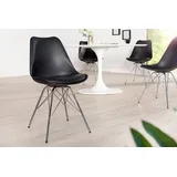 riess-ambiente Esszimmerstuhl SCANDINAVIA MEISTERSTÜCK schwarz / silber, Esszimmer · Kunstleder · Metall · Retro Design schwarz