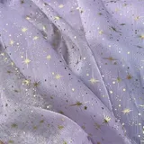 SYSUII 150cm*2m Organza Stoffe zum Nähen Stern Heißprägen Sparkly Stoff zum Dekorieren Basteln Hauch Zart, Fein, Durchsichtig Dekostoff Leichter Glanz Stoff für Gardine Vorhang Hochzeit -helles Lila