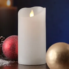 MARELIDA LED-Kerze Rustik-Optik 15 cm weiß
