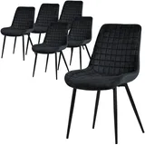 ML-Design Esszimmerstühle 6er Set Schwarz Sitzfläche aus Samt mit Rückenlehne,