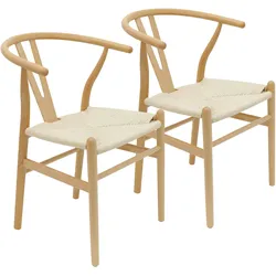 Oviala Business Satz von 2 Stühlen aus FSC-Massivholz und Naturseil