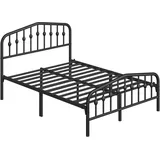 Yaheetech - Bettrahmen 140 x 200 cm, Vintage Metallbett mit kronenförmigem Kopfteil, Stabiles Bettgestell Doppelbett aus Metall, Robust & Leichte
