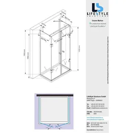 LifeStyle Proaktiv GZH 90x120x90x195 cm Ares U-Duschkabine inkl. Tasse - Siphon - Transparent