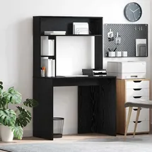 vidaXL Schreibtisch mit Regal Schwarz Eichen-Optik 91 x 50 x 149 cm