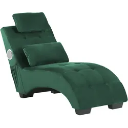Chaiselongue Samtstoff mit Bluetooth Lautsprecher USB-Port smaragdgrün SIMORRE