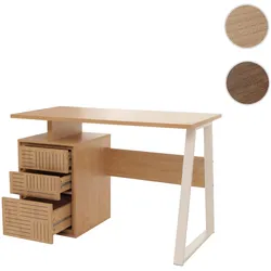 Schreibtisch HWC-O32, B√orotisch Computertisch Arbeitstisch, Schublade, Melamin Holz, 77x118x58cm ~ ulme natur