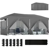 Faltbarer Pavillon 3x6 M, Dunkelgrau, Uv50+ Schutz, Höhenverstellbar, Schnell Und Einfach Aufzubauen