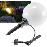ChiliTec 22314 Garten Kugelleuchte Erdspieß "CT-GL30cm" IP44, 1,5m Kabel E27 Fassung