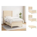 vidaXL Boxspringbett mit Matratze Creme 80x200 cm Stoff