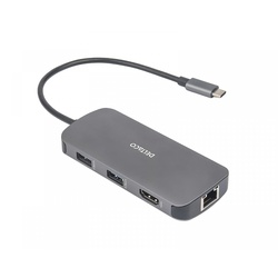 Deltaco USB-C Dockingstation mit 8 Ports - Grau