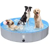 Gindoly Hundepool,Faltbare Hundepools für Kleine, Mittlere&Große,Swimmingpool Planschbecken Hundebadewanne Faltbarer für Hunde und Katzen,Abriebfest&Rutschfest-160 * 30cm