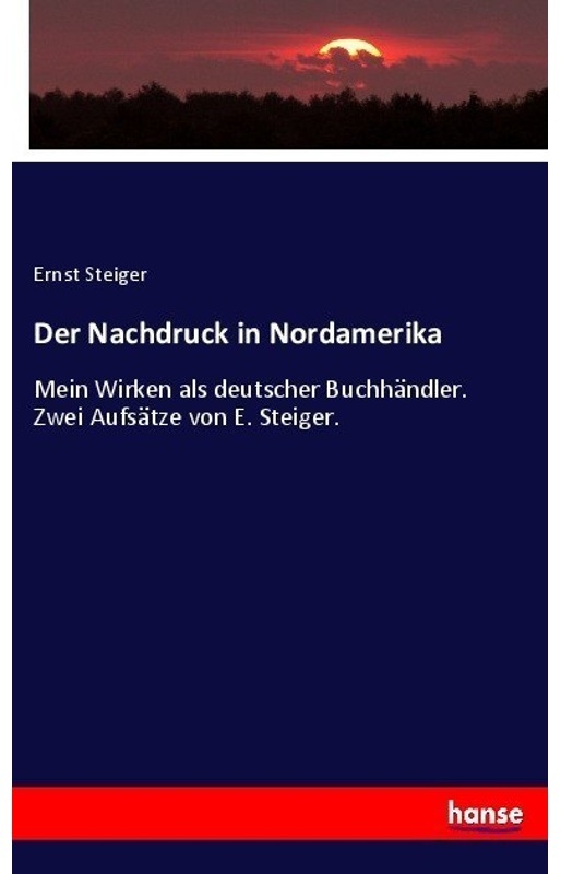 Der Nachdruck In Nordamerika - Ernst Steiger, Kartoniert (TB)