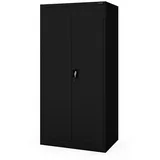 Jan Nowak Aktenschrank Metall Büroschrank abschließbar 90 cm JAN D600 4 Böden Stahl (Stahl 0,6 mm Wandmontage möglich PZH-zertifiziert 4 Farben) Ordnerschrank 50 Ordner Schloss 2 Schlüssel Tiefe 60 cm robust schwarz