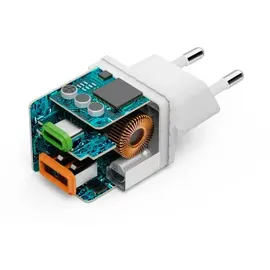 Hama Schnellladegerät, 1x USB-C 1x USB-A QC, 20 W, Weiß