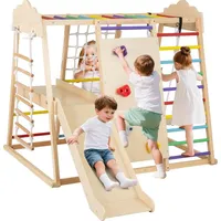 Costway Klettergerüst, 8 in 1 Kletterdreieck mit Schaukel, Kletternetz,