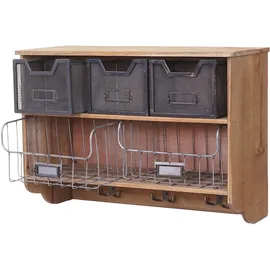 Mendler Wandgarderobe HWC-A43, Haushaltsregal Regal, Tanne Holz Vintage Patchwork 42x60x24cm