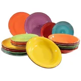 HIT Tafelservice COLORS, für 6 Personen, - Mehrfarbig, - Steingut