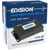 Edision HDMI Modulator 3in1 pro, Modulator auf Kabel DVB-C, Terrestrisch DVB-T oder ISDB-T, Full HD Verteilung über Koaxial, RF IN, LCD Display, Schnelle Konfiguration, Plug & Play