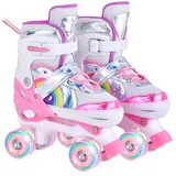 YUDOXN Rollschuhe Mädchen Verstellbar.komfortabl LED Rollerskates für Jugendliche und Anfänger.3 Größen, verstellbar von 31 bis 42, Rollerskates.Verstellbar Rollschuhe für Kinder (S, Pink-B)