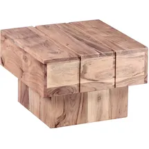FineBuy Beistelltisch Beige Akazie 44 x 44 x 30 cm