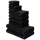 MY HOME Handtuch Set »Regona, als 10 tlg Set Serie, Premium Handtücher, 500 gr/m2«, 10 tlg., Frottier, Frottier, Obermaterial: 100% Baumwolle, schwarz
