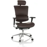 HJH Office ERGO-U2 L Leder Bürostuhl ergonomisch, Flexible Lendenwirbelstütze, Rückenlehne höhenverstellbar, Dunkelbraun 651104