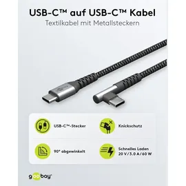 goobay USB-C auf USB-C 1 m Grau/Schwarz