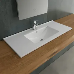 Alpenberger Badezimmer Waschbecken Keramik Waschtisch | Einbauwaschbecken Eckig Aufsatzwaschbecken | Gäste WC Waschplätze 90 cm Breit Handwaschbecken