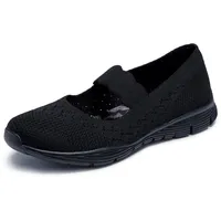 SKECHERS Damen technisiert gestrickt, (Seager-Power Hitter-Engineered Knit Mary Jane), schwarz/schwarz, 35 EU