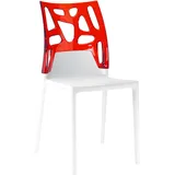 PAPATYA Kunststoffstuhl EGO-Rock Designstuhl mit Einer Belastbarkeit von 200 kg Stabiler Stuhl Hotelstuhl Restaurantstuhl Leichter Stuhl Balkonstuhl (Weiß-Transparentrot, 1er Set)