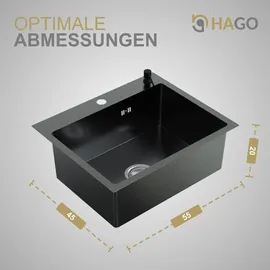 Hago Einbauspüle 55 x 45 cm Anthrazit/Grau