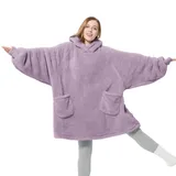 BEDSURE Hoodie Decke mit Ärmeln Kuschelpullover - Tragbare Decke zum Anziehen Erwachsene Lavendel, Warm Kuscheldecke mit Ärmeln 95x85 cm weich Ärmeldecke als Geschenke für Frauen Freundin Mütter