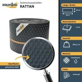 zaunzu® zaun|zu® Sichtschutz Rattan PE für Doppelstabmatten Anthrazit 26m