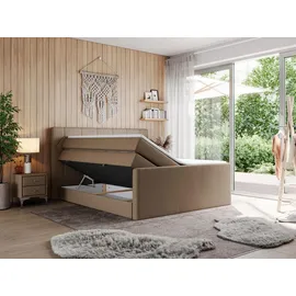 MKS Boxspringbett 200 x 200 cm H3 Braun