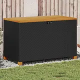 Festnight Polyrattan Garten Kissenbox Wetterfest (Wasserdicht) 110 x 55 x 63 cm, Auflagenbox für draußen mit Verstärktem Deckel und Gasdruckfedern, auch als Tischplatte Geeignet, Schwarz und Braun
