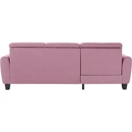 sit&more Ecksofa SIT & MORE "Varese L-Form", rosa (altrosa), B:253cm H:91cm T:167cm, Bedruckte Microfaser (100% Polyester);Luxus-Microfaser ALTARA NUBUCK (100% Polyester);Struktur (100% Polypropylen), Sofas, Ecksofa, mit Federkern, wahlweise mit Bettfunktion und
