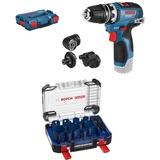 Bosch Professional Akku-Bohrschrauber GSR 12V-35 FC (ohne Akkus & Ladegerät, in L-BOXX 102) + 14 tlg. Expert Tough Material Lochsäge Set (für Holz mit Metall, Ø 20-76 mm, Zubehör)