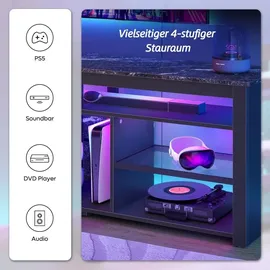 BESTIER Lowboard TV-Schrank, Sideboard, Gaming TV Board mit LED-Beleuchtung - Schwarz