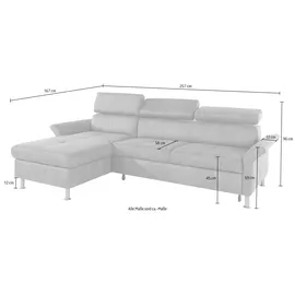 exxpo - sofa fashion Ecksofa EXXPO - SOFA FASHION "Maretto, bequem & komfortabel, bodenfrei, Breite 257cm, L-Form", blau, B:257cm H:96cm T:167cm, Luxus-Microfaser (100% Polyester), Sofas, Ecksofa, inkl. Kopf- bzw. Rückenverstellung, wahlweise mit Bettfunktion