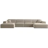 Fun Möbel Wohnlandschaft U-Form CELES Premium in Stoff Opera Velvet Beige