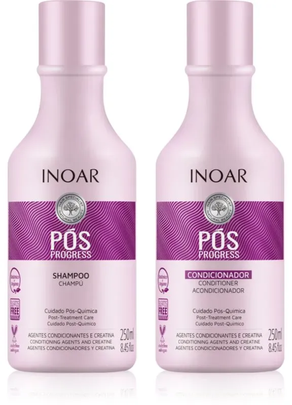 INOAR Pos Progress Set für das Haar nach Keratinglättung und Nanoplastik 2x250 ml