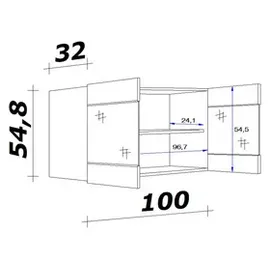 Flex-Well Hängeschrank Glashängeschrank Lund 100 x 54,8 x 32 cm Grau