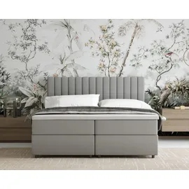panda möbel Boxspringbett 160x200 EVEREST, mit Topper, mit Bettkästen, Doppelbett, Hellgrau - Hellgrau