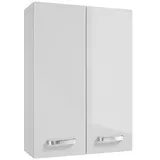 .Deftrans Praktischer hängender Badezimmerschrank 50 cm, weißer Glanz Mila