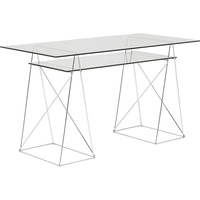 Kare-Design Schreibtisch, Metall, Glas, rechteckig, X-Form, A-Form, 65x74x130 cm, Arbeitszimmer, Schreibtische, Bürotische