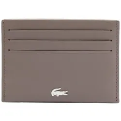 LACOSTE Herren Kreditkartenhülle, echtes Leder - Credit Card Holder, 7,5x11x1cm (HxLxB) Hellbraun